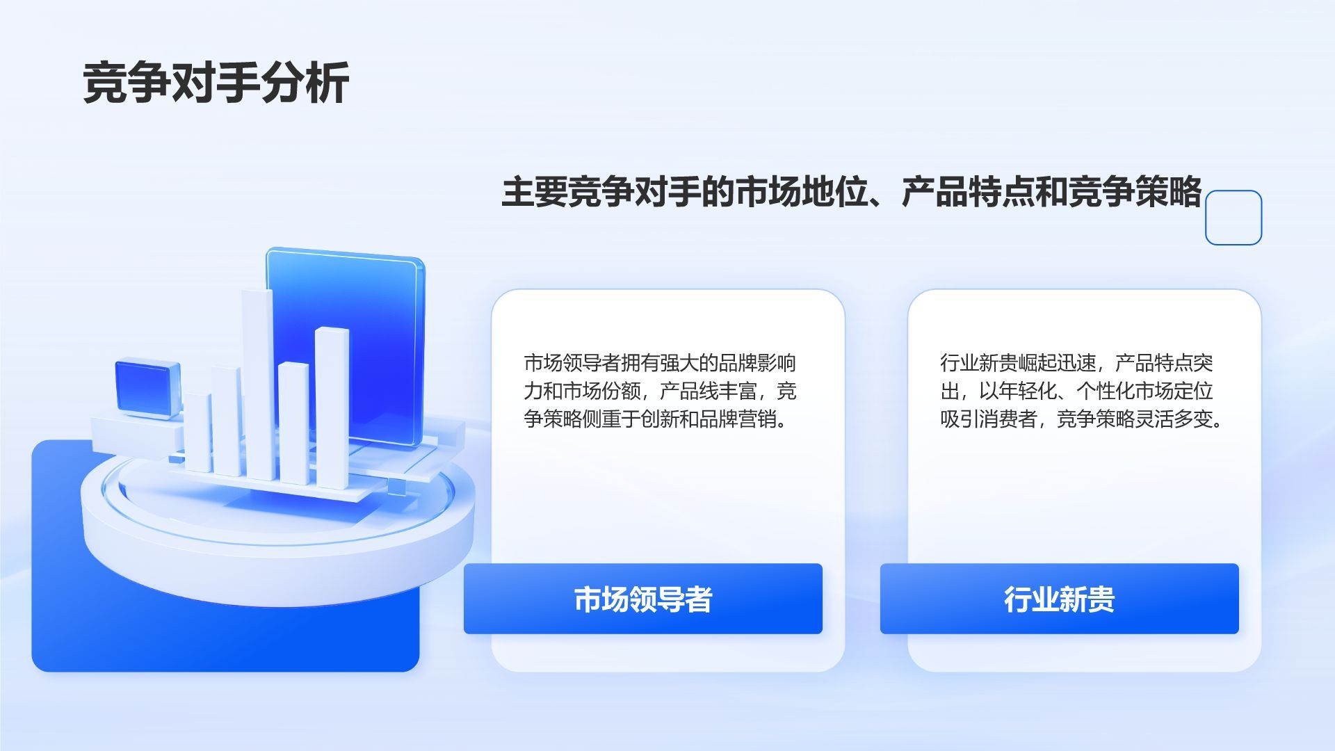 蓝色渐变风创业项目简介与市场分析PPT模板