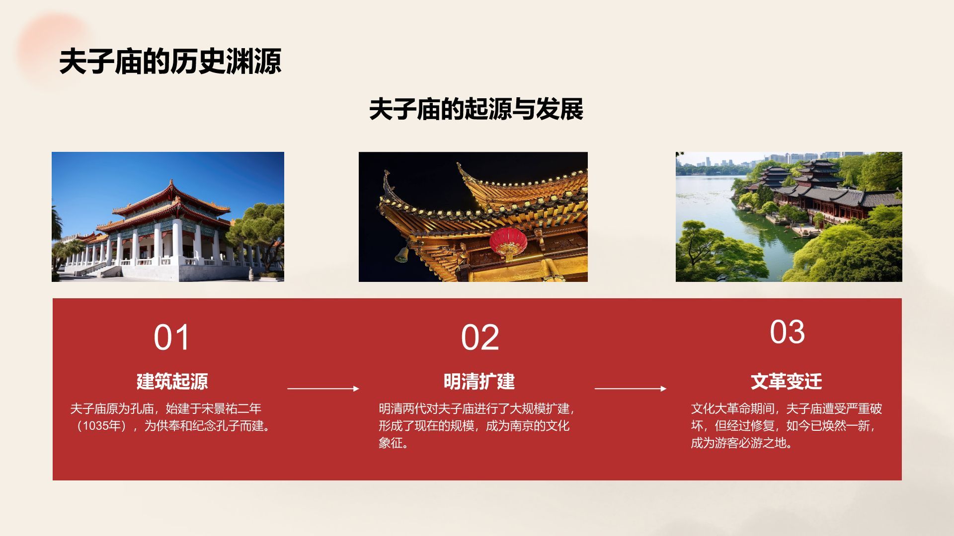 红色复古风我的家乡：南京必打卡旅游景点介绍PPT模板