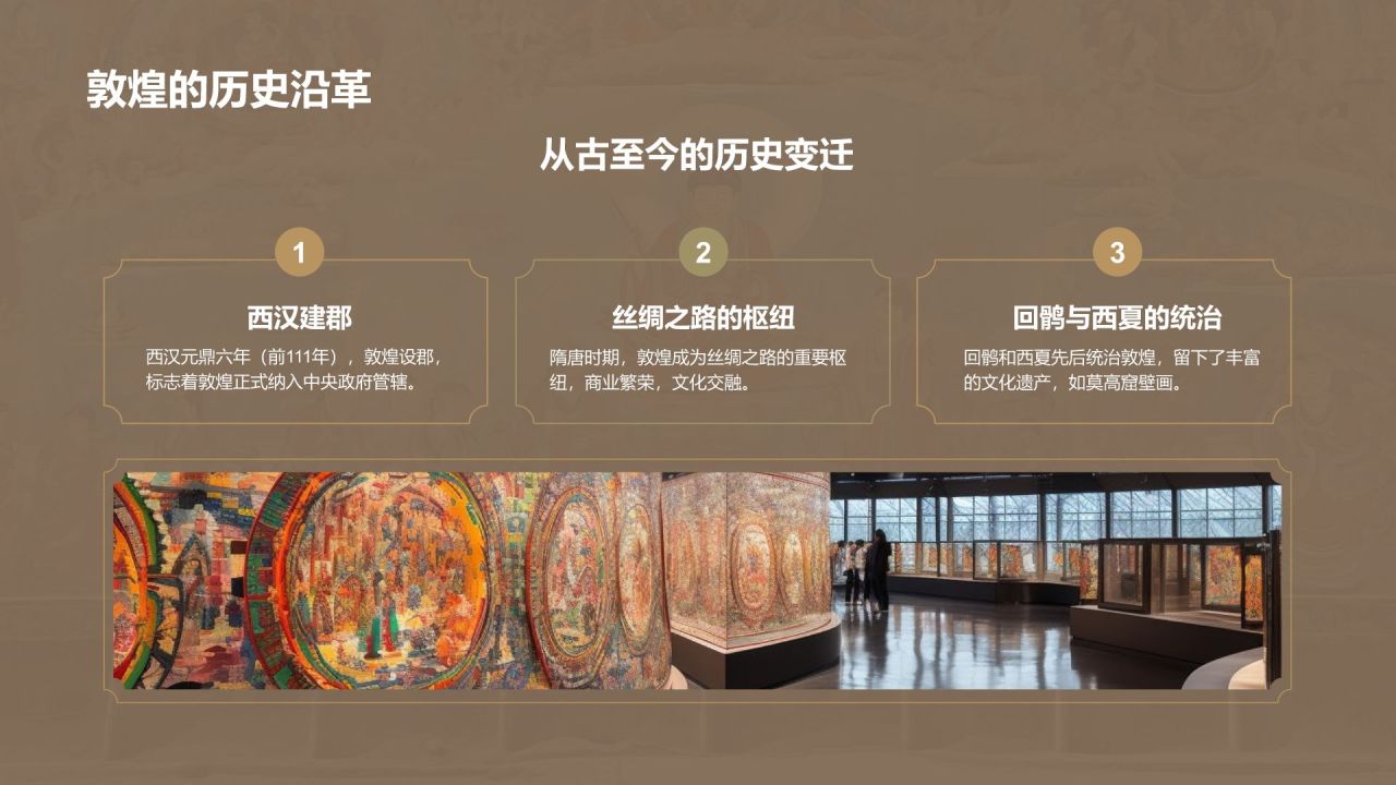 橙色复古风行走敦煌:探索丝路古城之美PPT模板