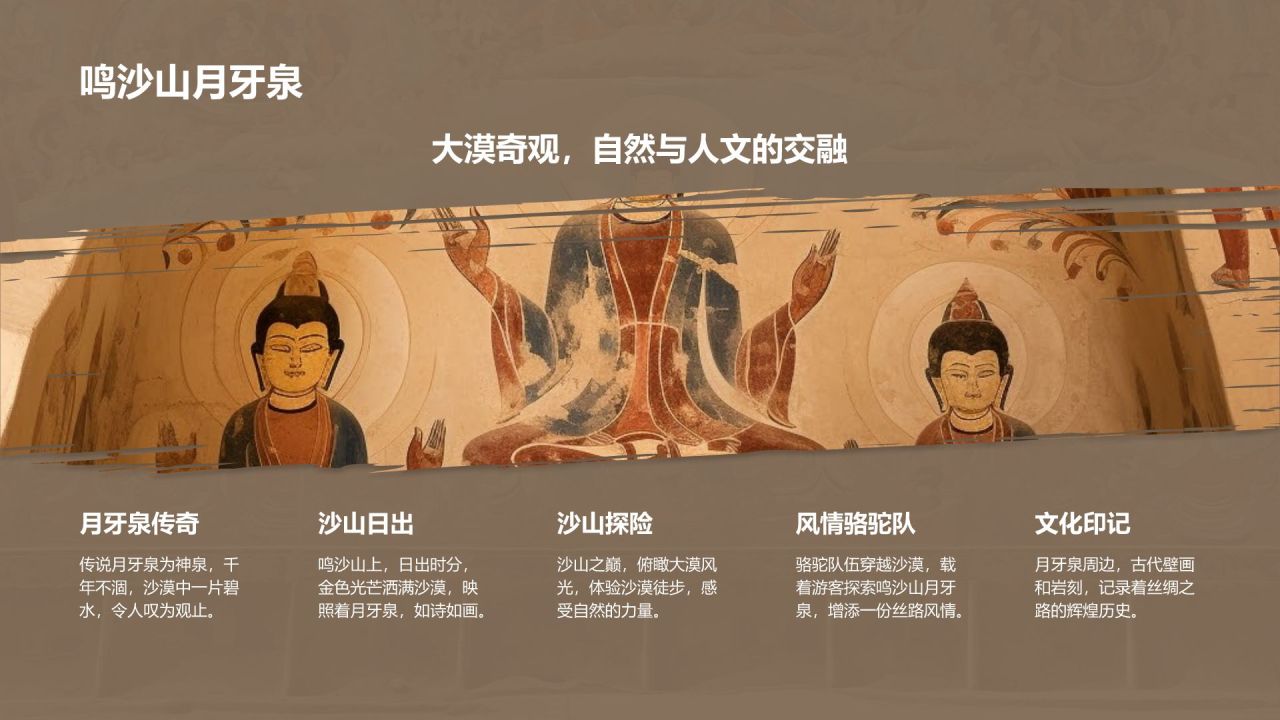 橙色复古风行走敦煌:探索丝路古城之美PPT模板