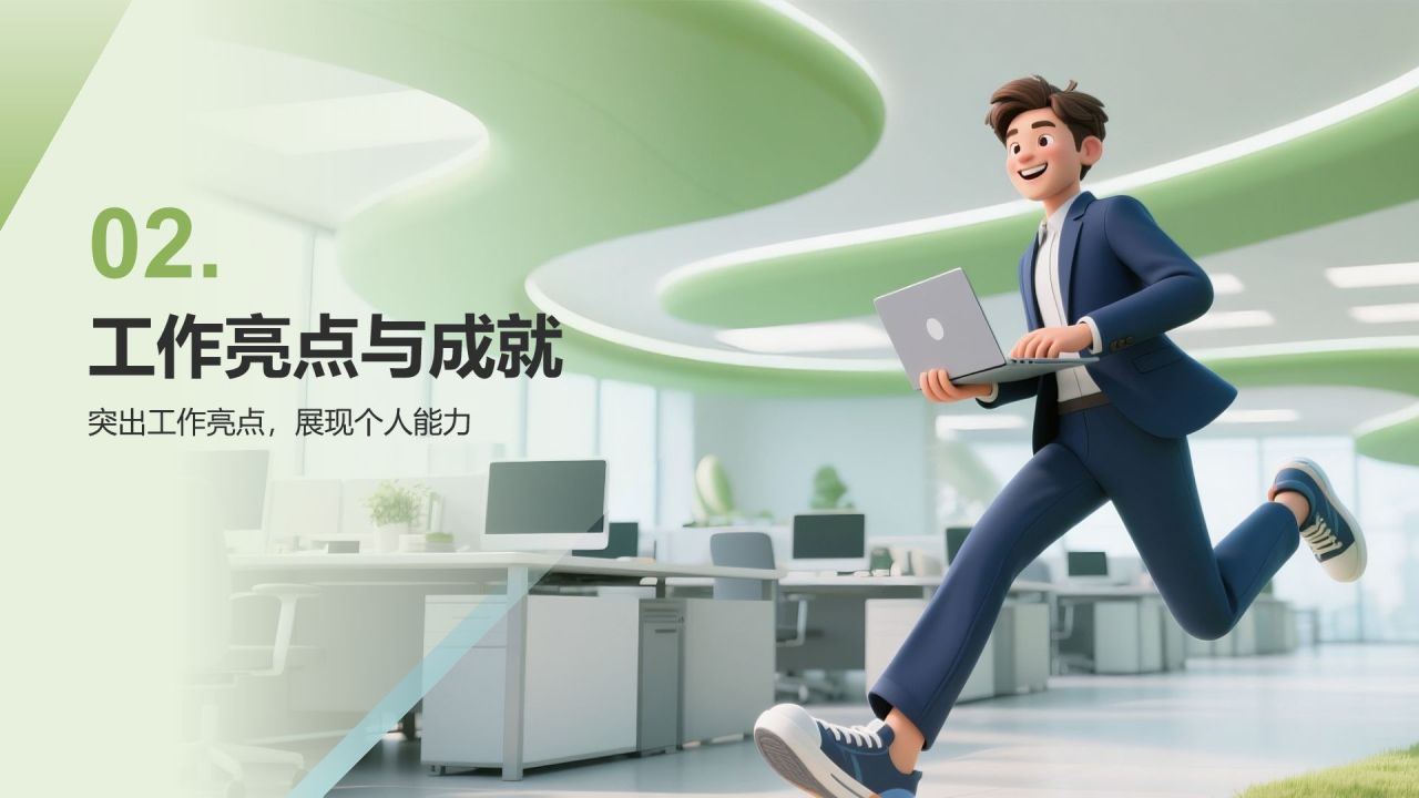 绿色3D风年中岗位履职总结PPTPPT模板