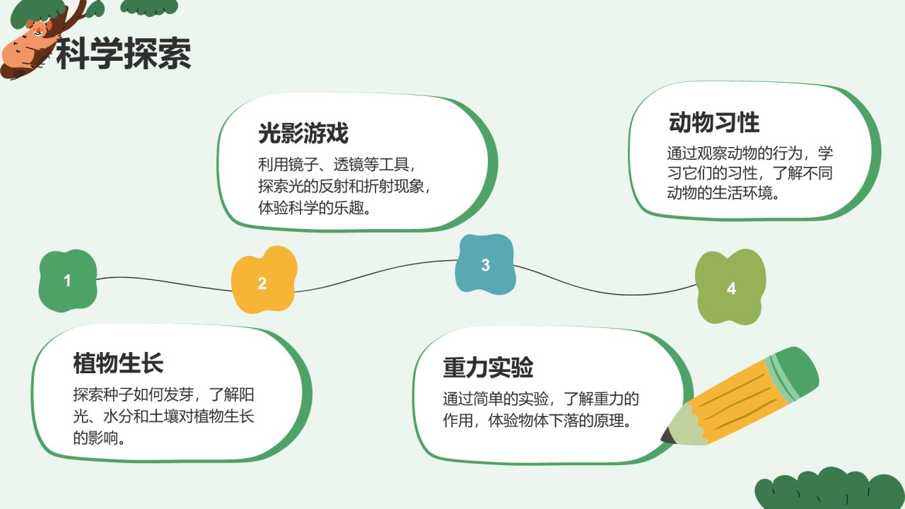 绿色卡通风可爱卡通幼儿园通用模板PPT模板