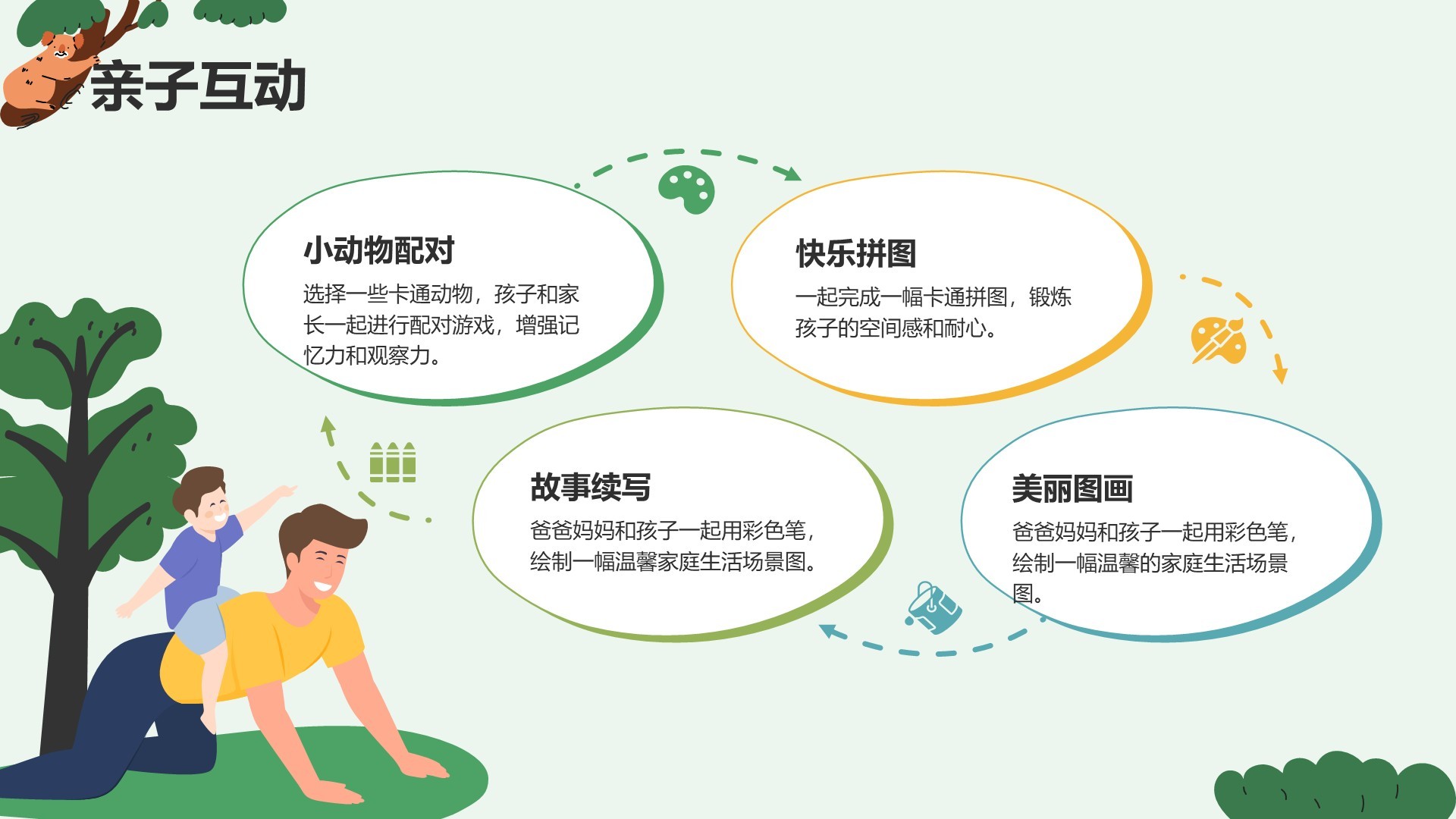 绿色卡通风可爱卡通幼儿园通用模板PPT模板