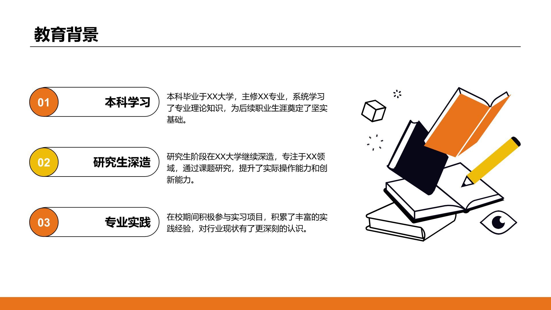 橙色插画风通用行业竞聘述职汇报PPT模板