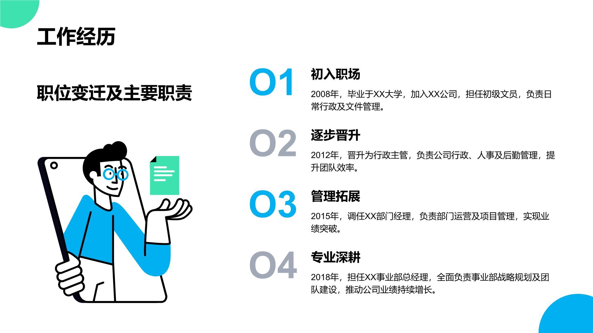 蓝色插画风通用行业竞聘述职汇报PPT模板