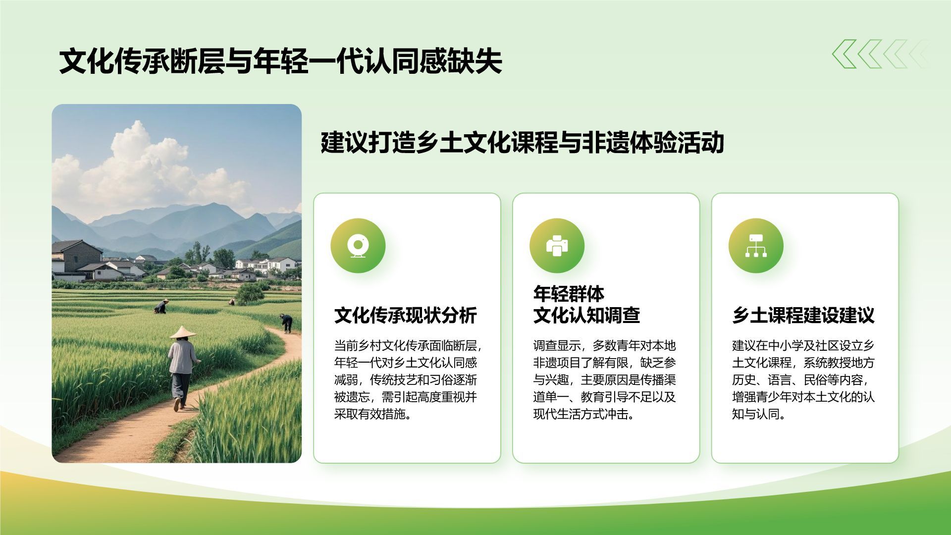 绿色商务风三下乡实践总结汇报PPT模板