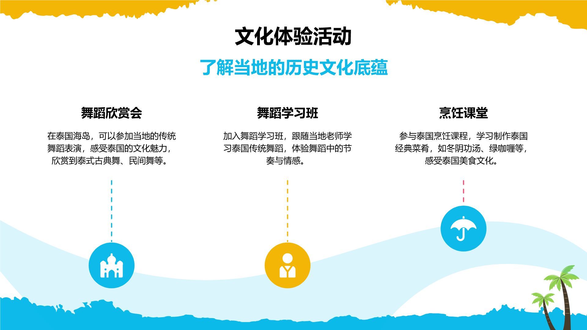 蓝色摄影风泰国海岛游路线攻略PPT模板