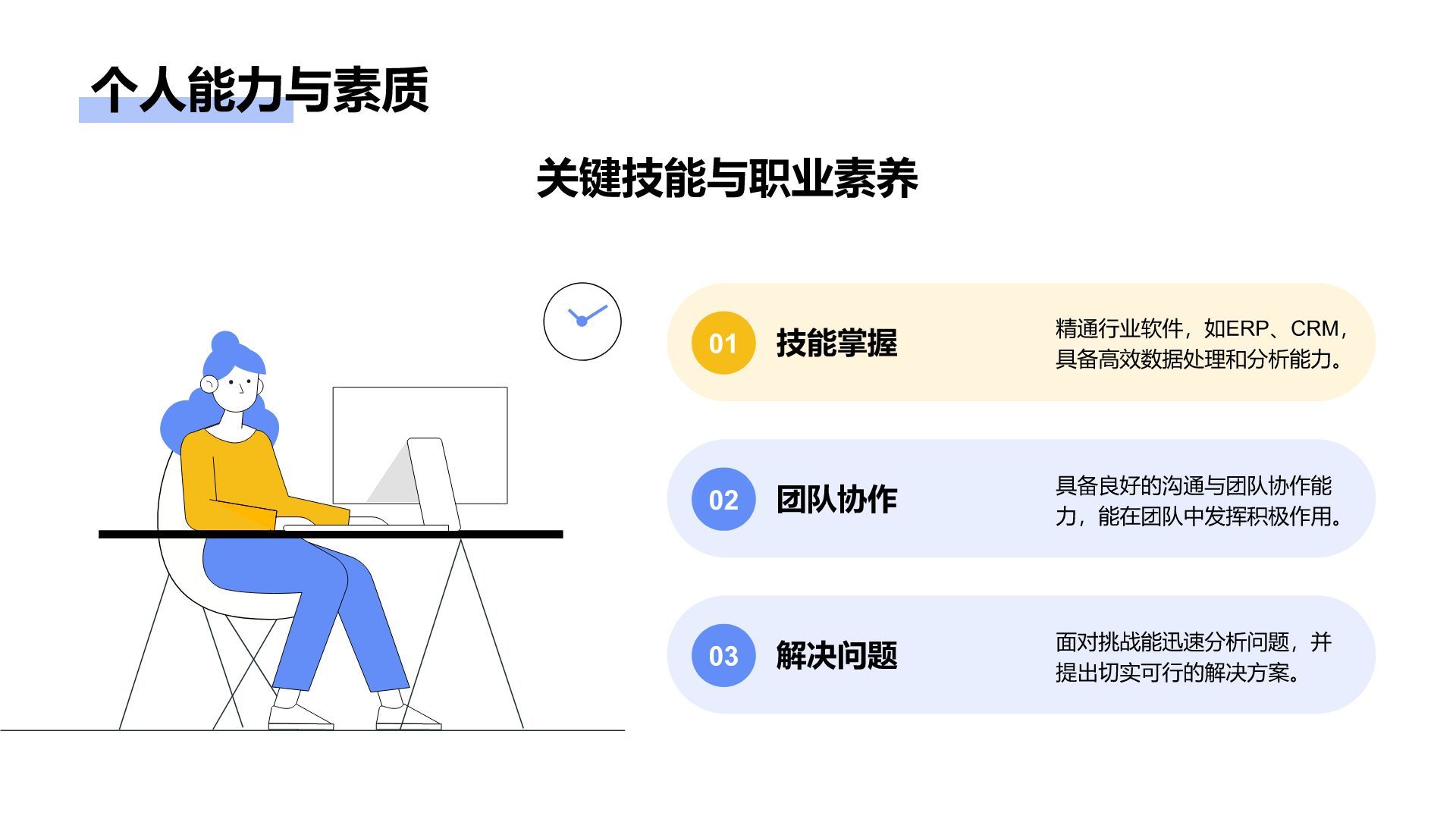 蓝色插画风通用行业竞聘述职汇报PPT模板