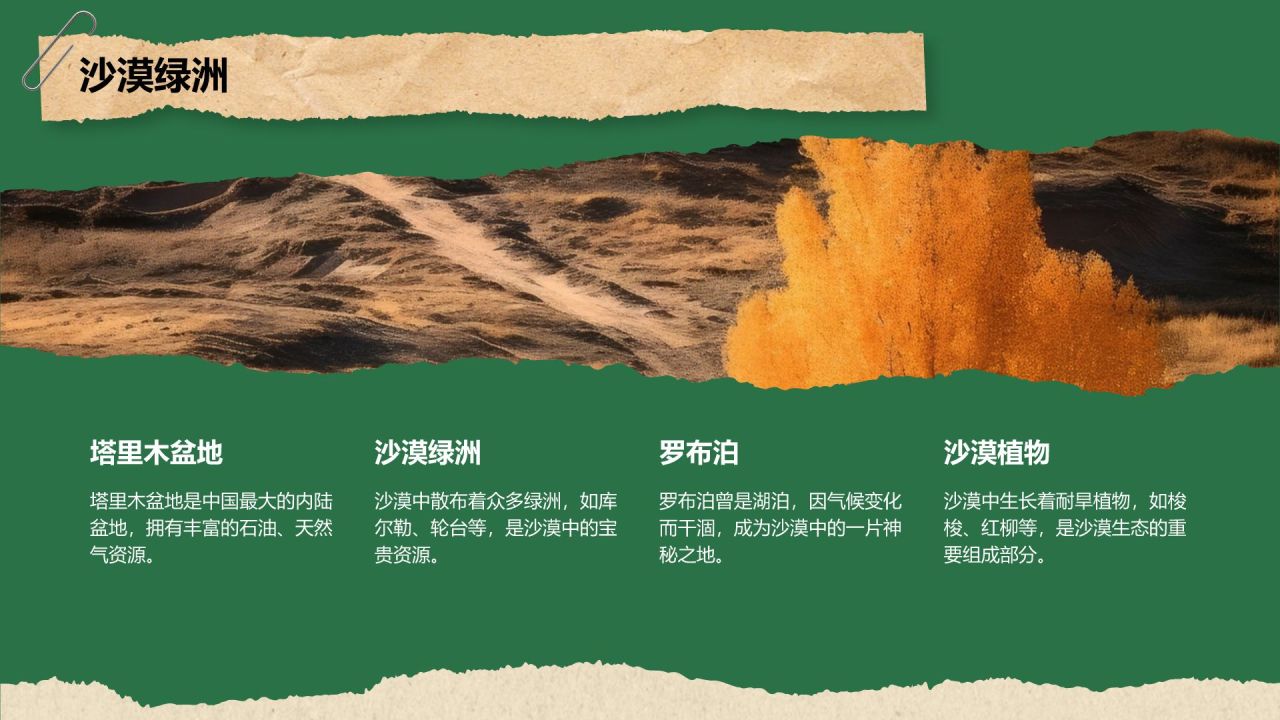 绿色摄影风新疆西域风情旅行攻略PPT模板