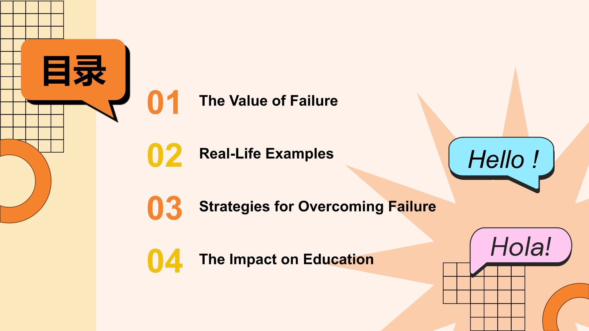橙色简约风英语演讲 Why Failure Is the Key to SuccessPPT模板