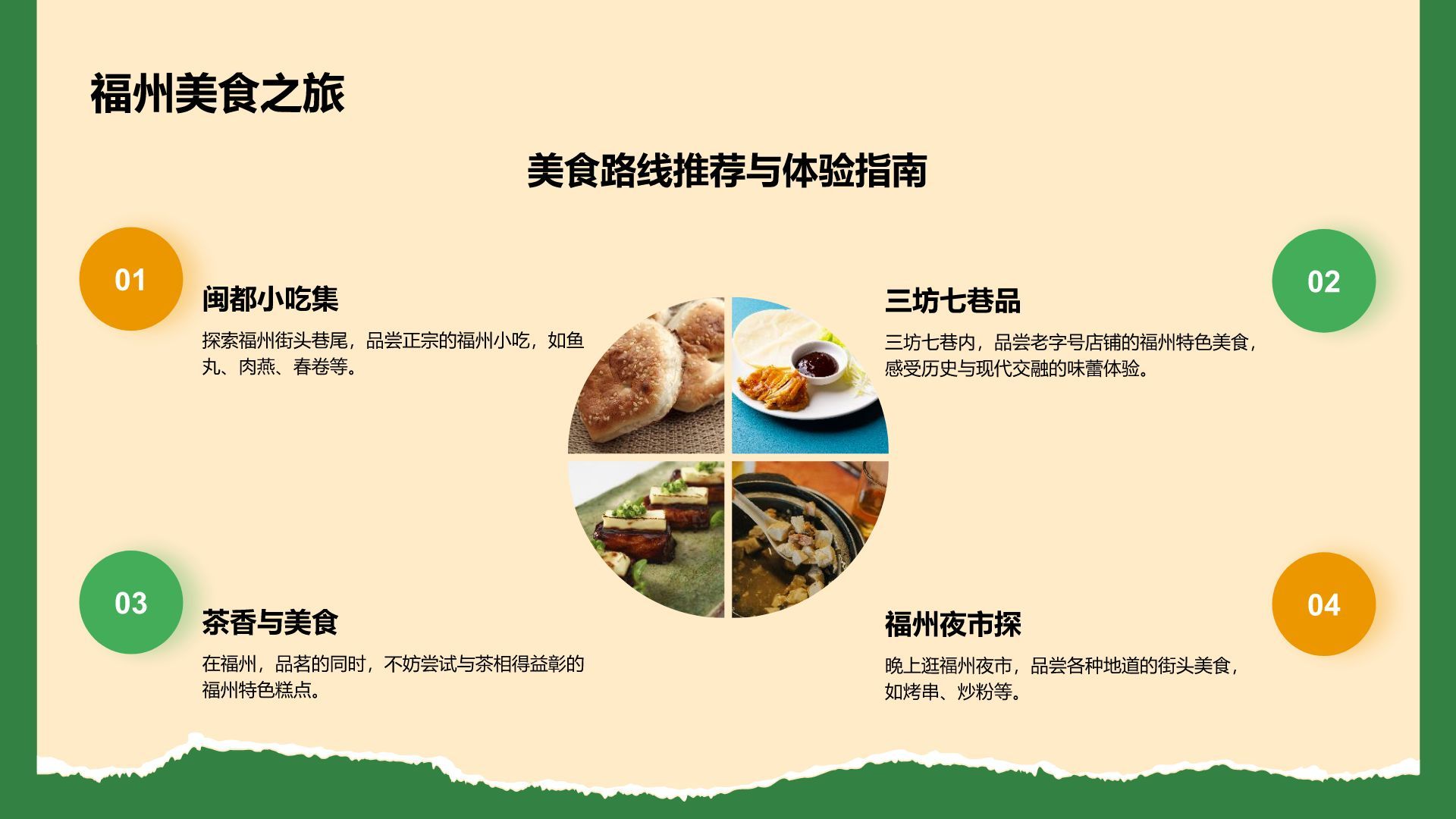 橙色摄影风福州历史名城与自然风光探索PPT模板