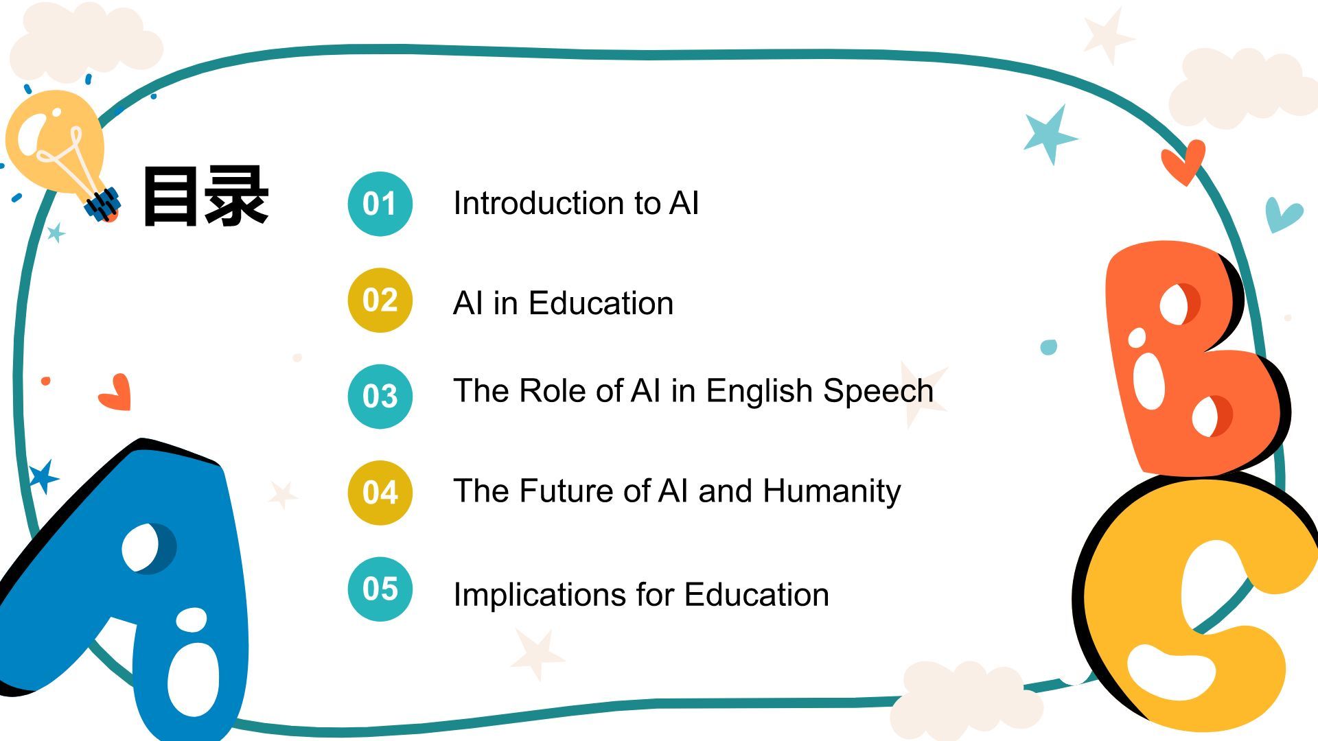 蓝色扁平风英语演讲 AI and Humanity: Will We Coexist or Compete?PPT模板