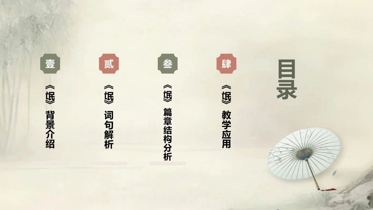 绿色复古风《氓》文言文词句解析PPT模板