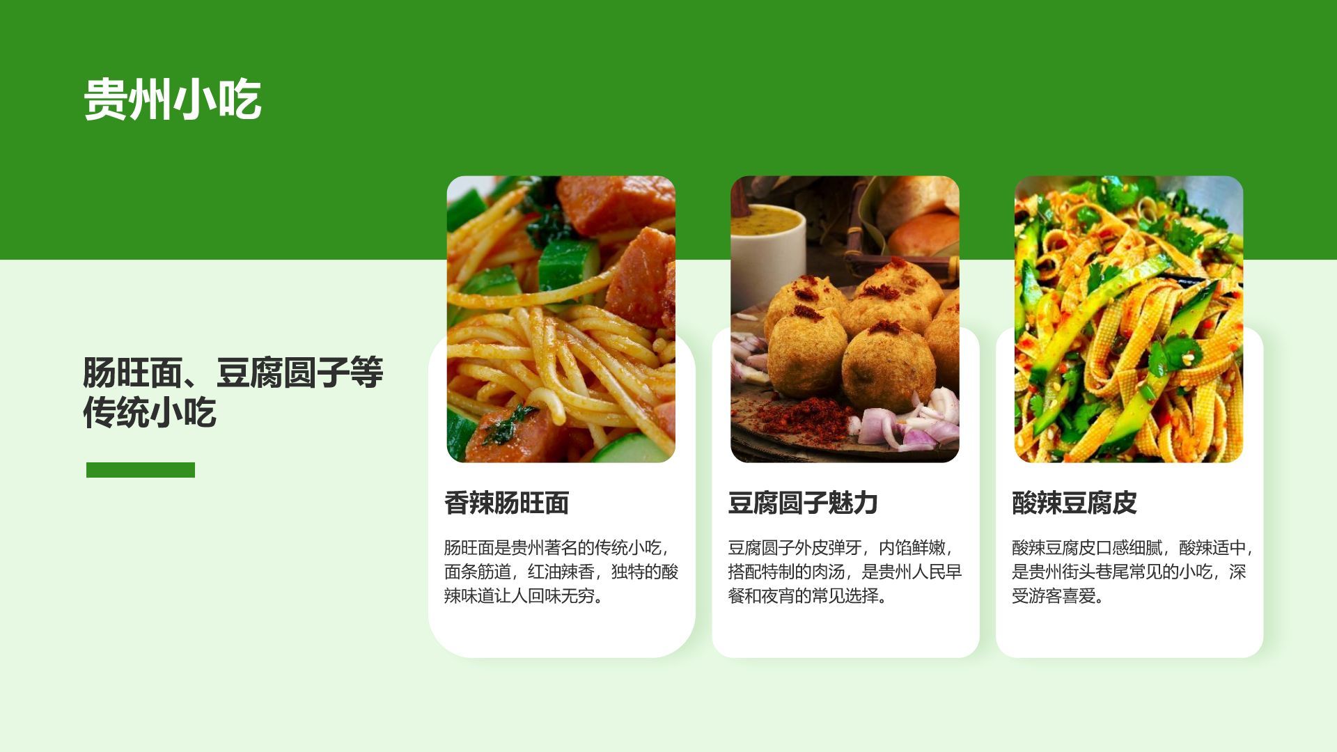绿色摄影风贵州民族风情与自然美景之旅PPT模板