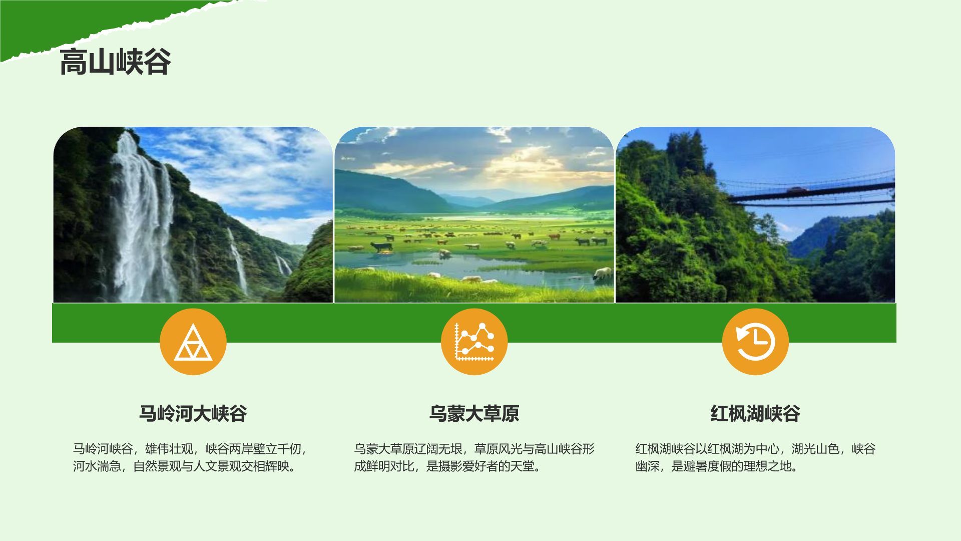 绿色摄影风贵州民族风情与自然美景之旅PPT模板