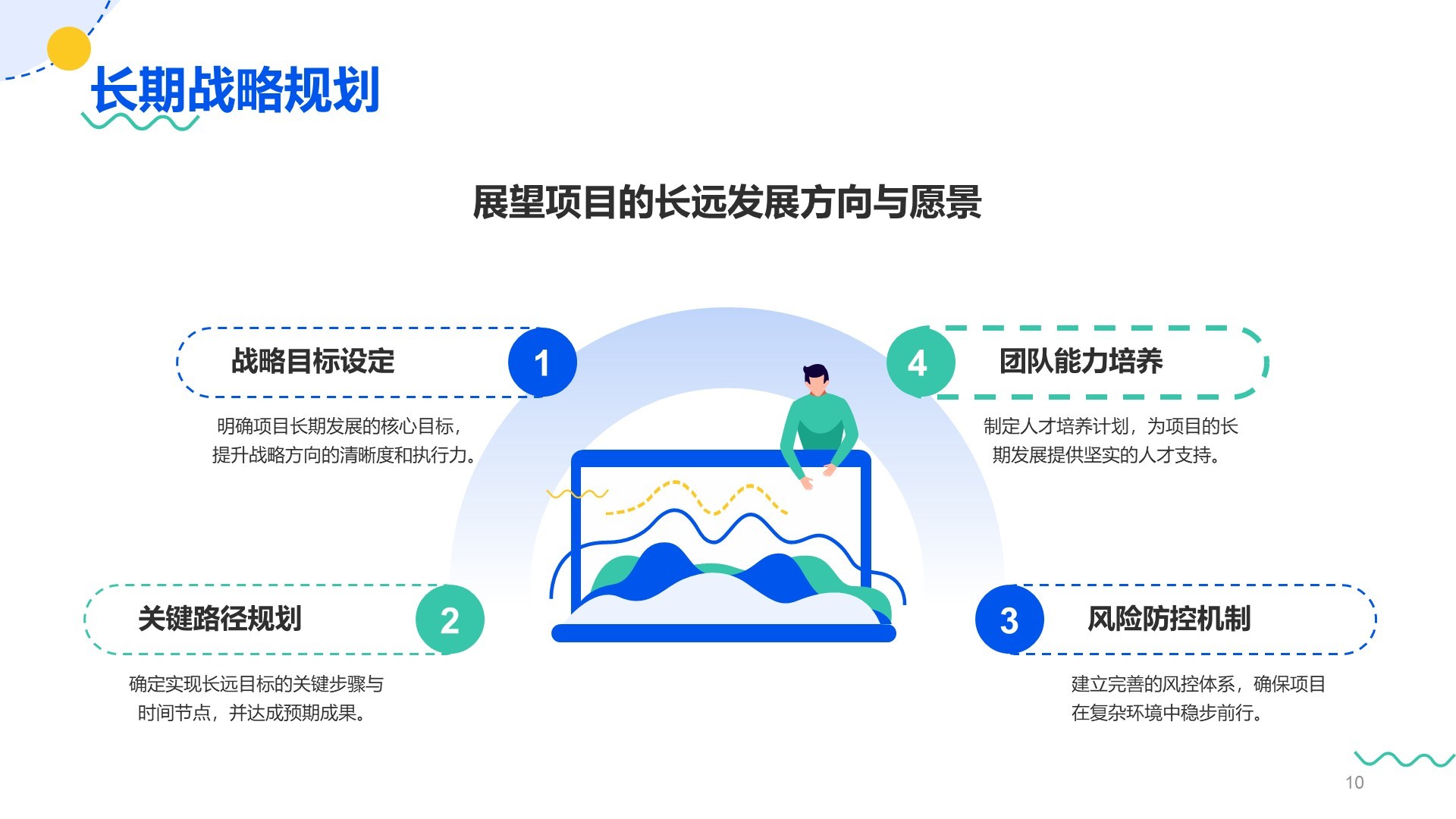 蓝色插画风项目阶段性成果汇报PPT主题