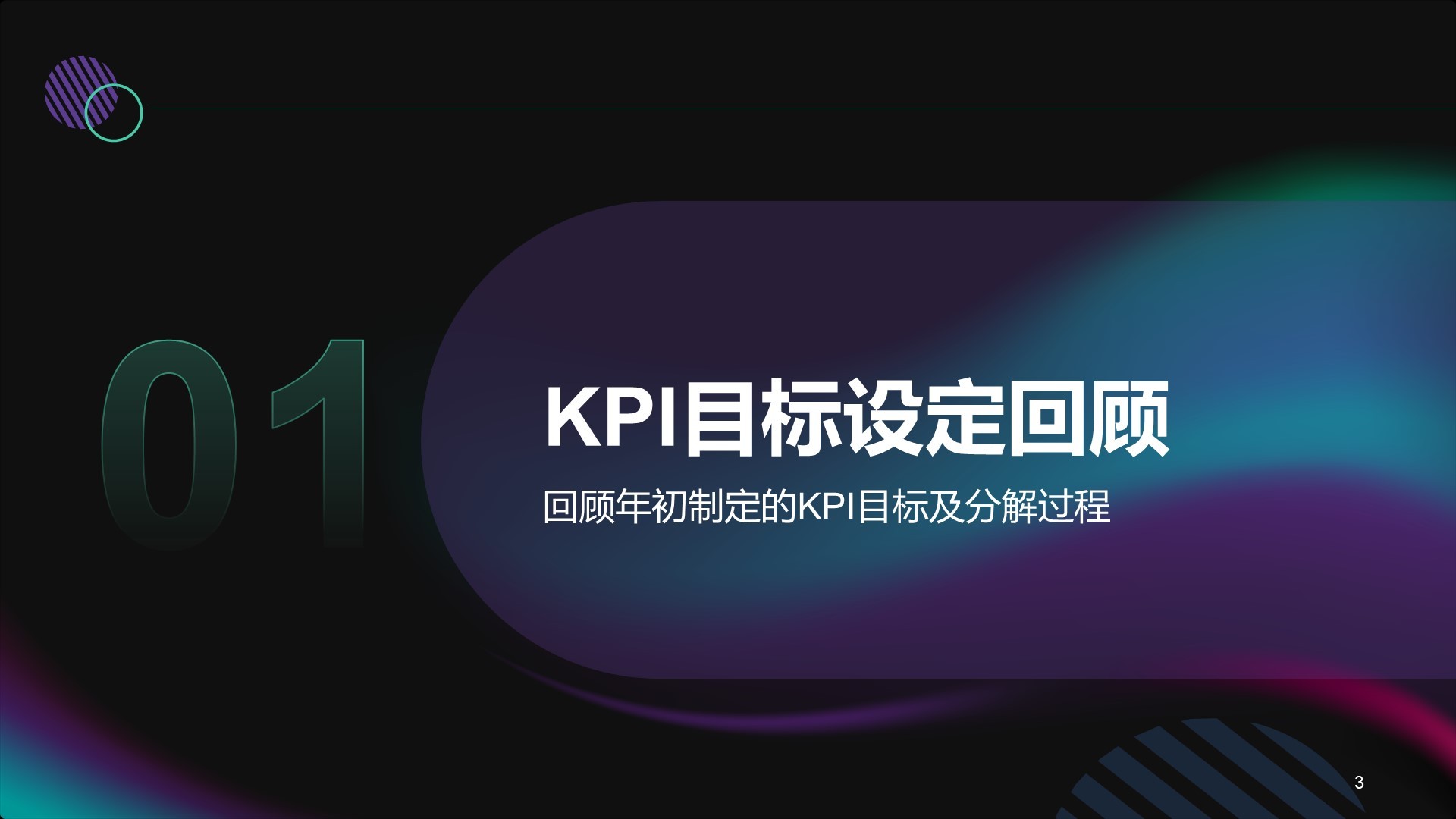 h黑色商务风年中部门KPI达成情况PPT主题