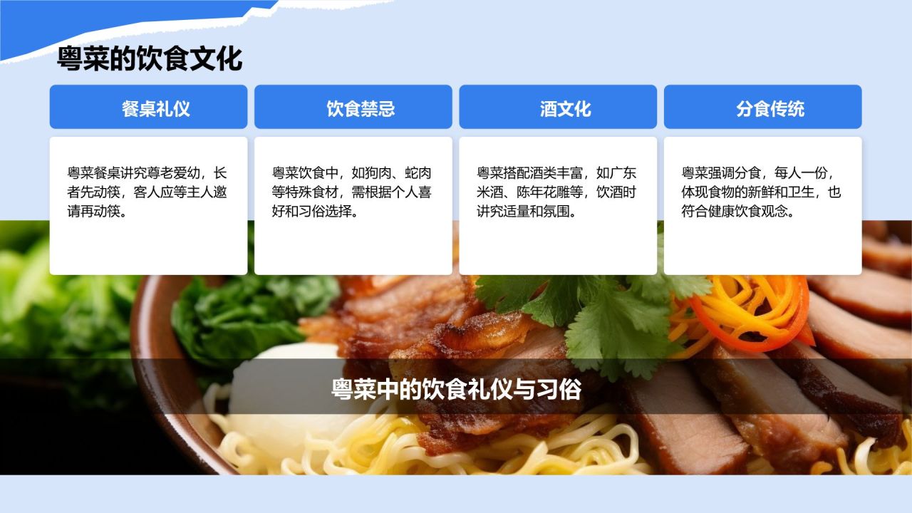 蓝色摄影风广州美食与地标之旅计划PPT模板