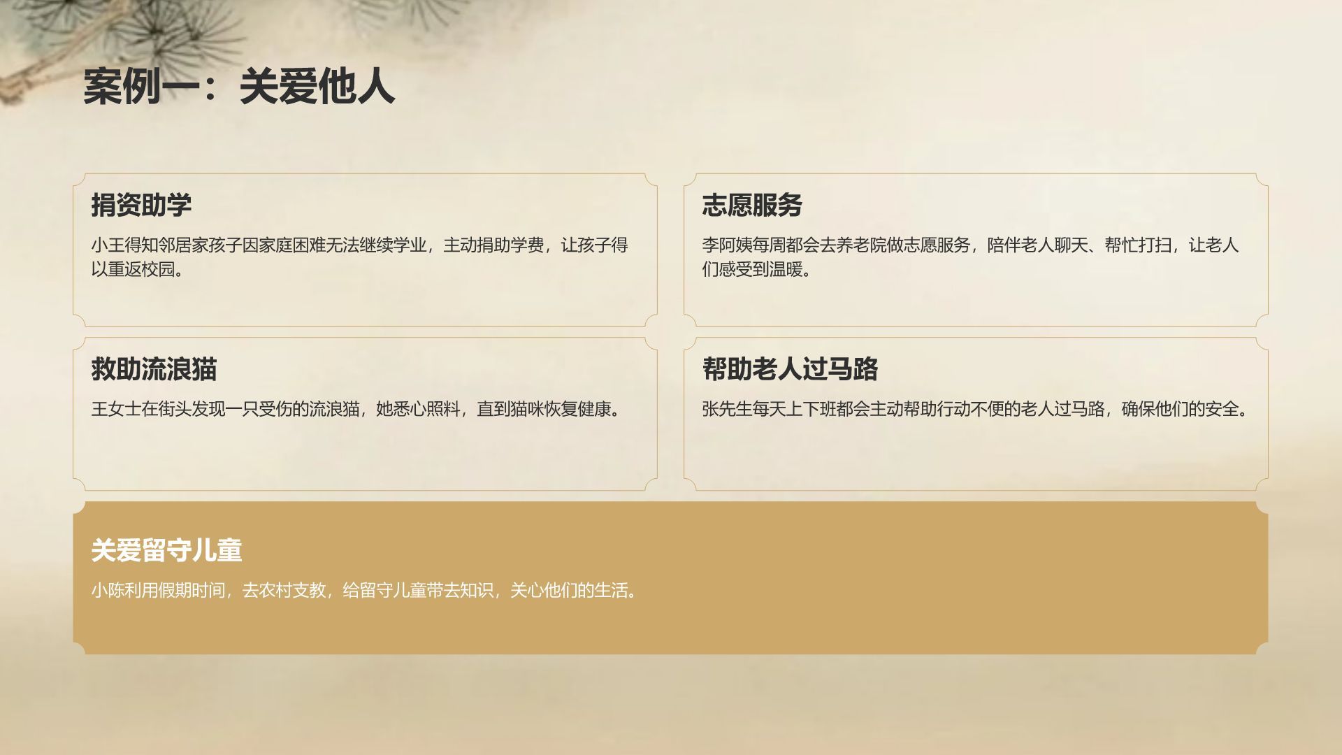 橙色复古风日行一善事迹分享与感悟PPT模板