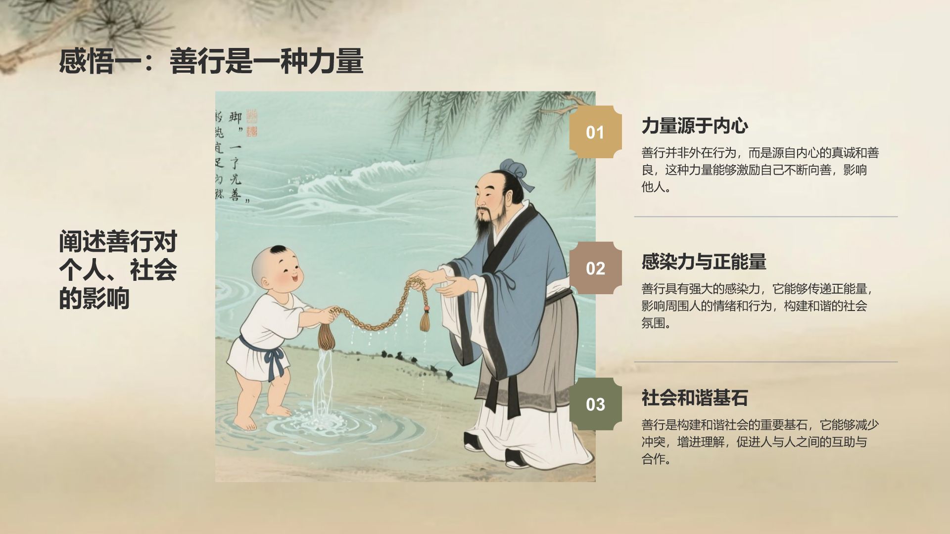 橙色复古风日行一善事迹分享与感悟PPT模板