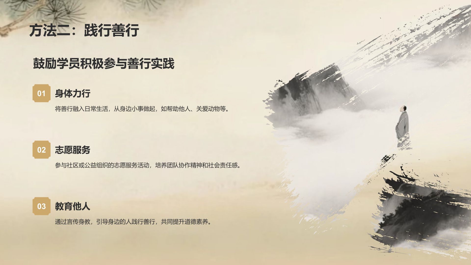 橙色复古风日行一善事迹分享与感悟PPT模板