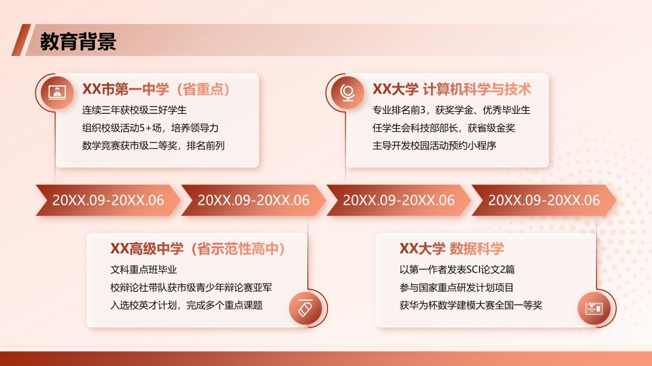 红色商务风大学生个人简历PPT模板