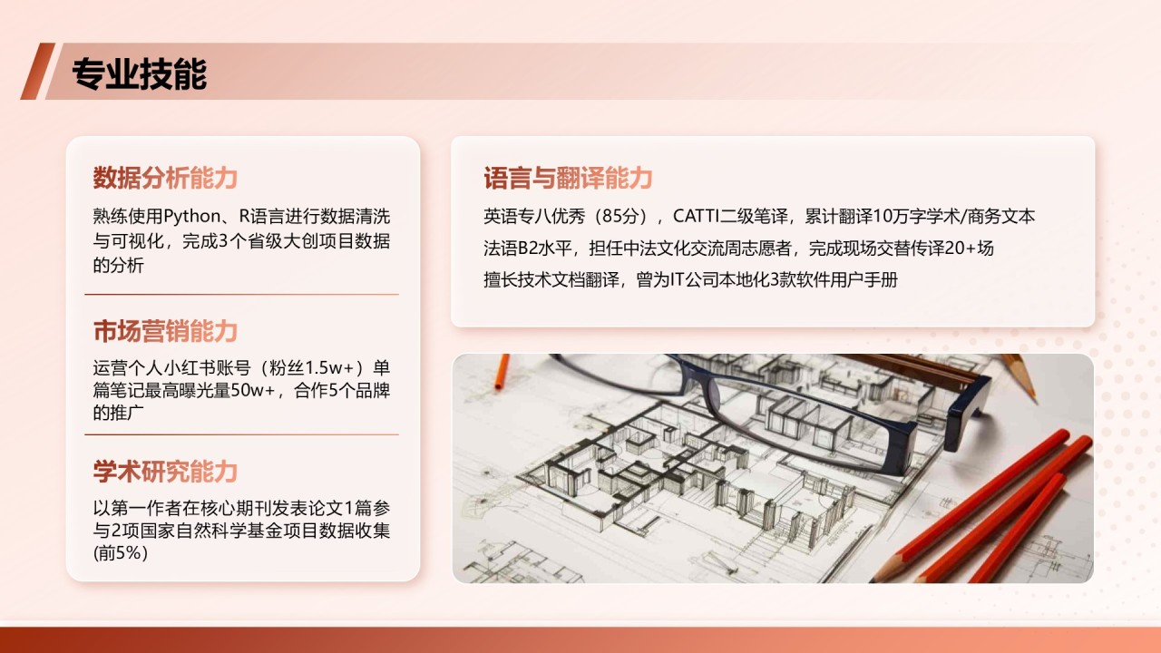红色商务风大学生个人简历PPT模板