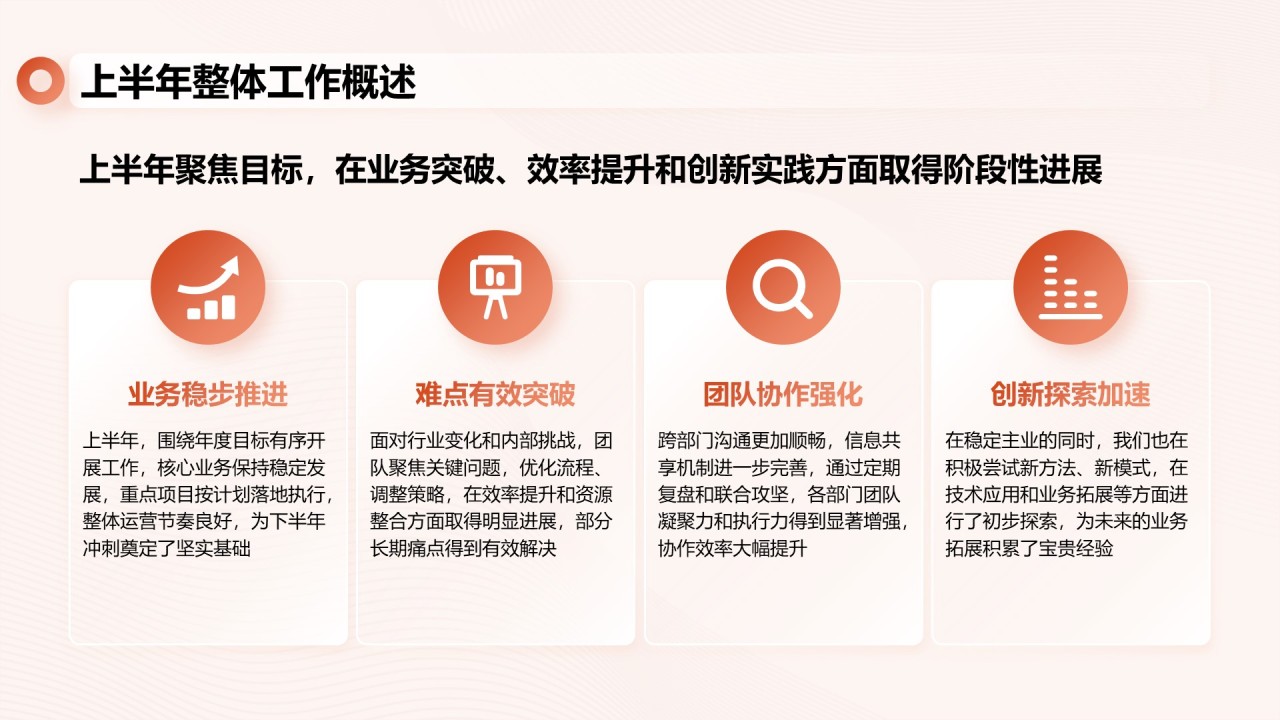 橙色简约风上半年工作总结PPT模板