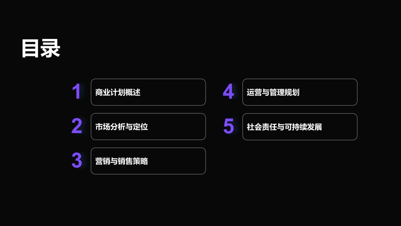 紫色商务风通用行业商业计划书PPT模板