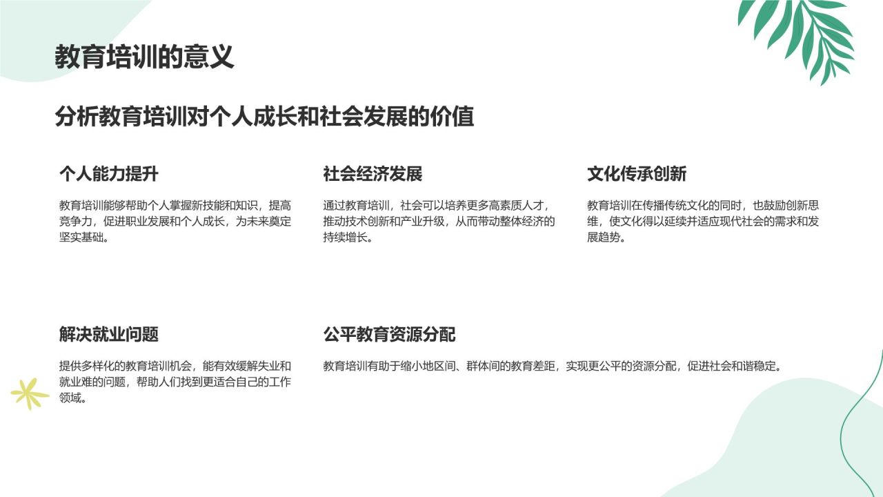 绿色小清新教育培训知识科普PPT模板