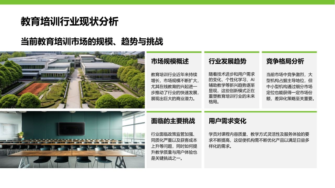 绿色简约风教育培训行业品牌提案PPT模板