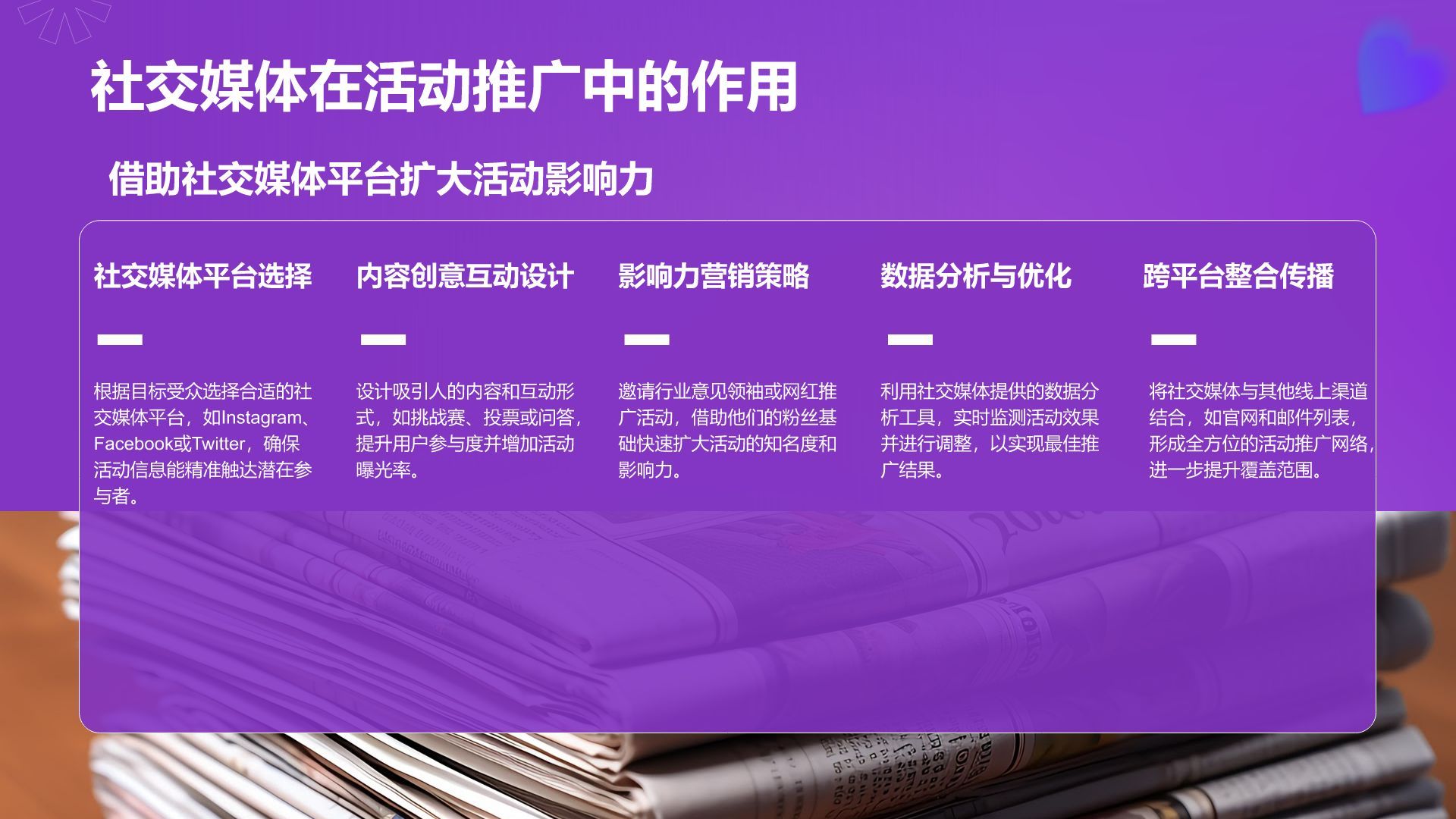 紫色渐变风通用行业活动策划方案PPT模板