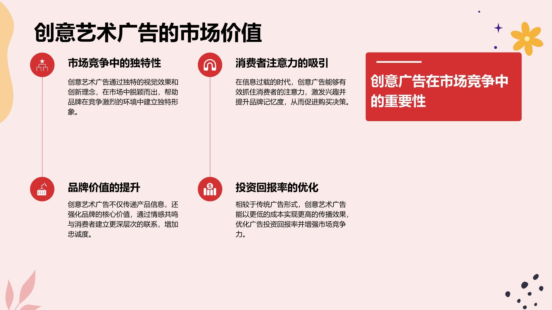 红色插画风创意艺术广告相册图集PPT模板