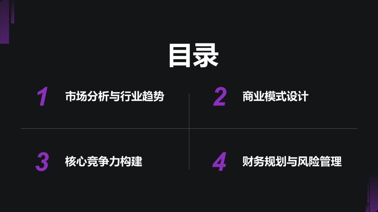 紫色商务风教育培训行业商业计划书PPT模板