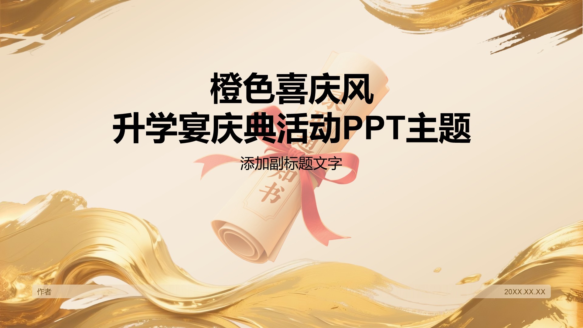 橙色喜庆风升学宴庆典活动PPT主题