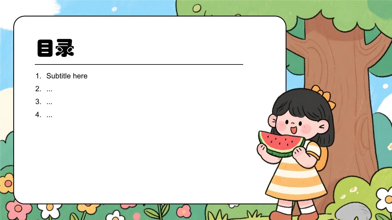 绿色卡通风暑假生活规划PPT