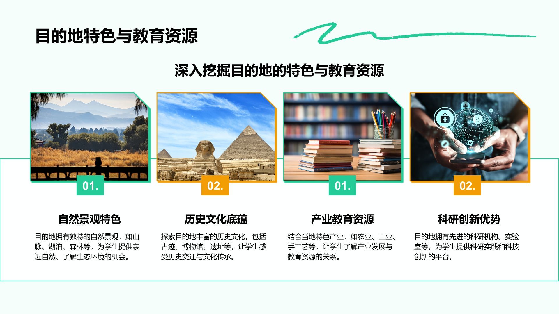 绿色插画风研学旅行宣传介绍PPT模板