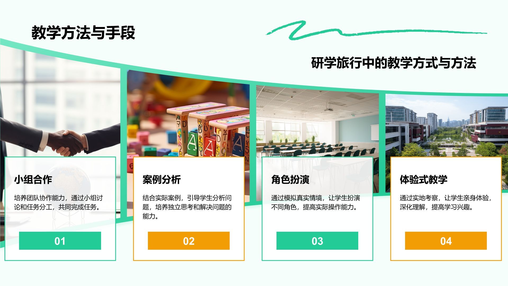 绿色插画风研学旅行宣传介绍PPT模板
