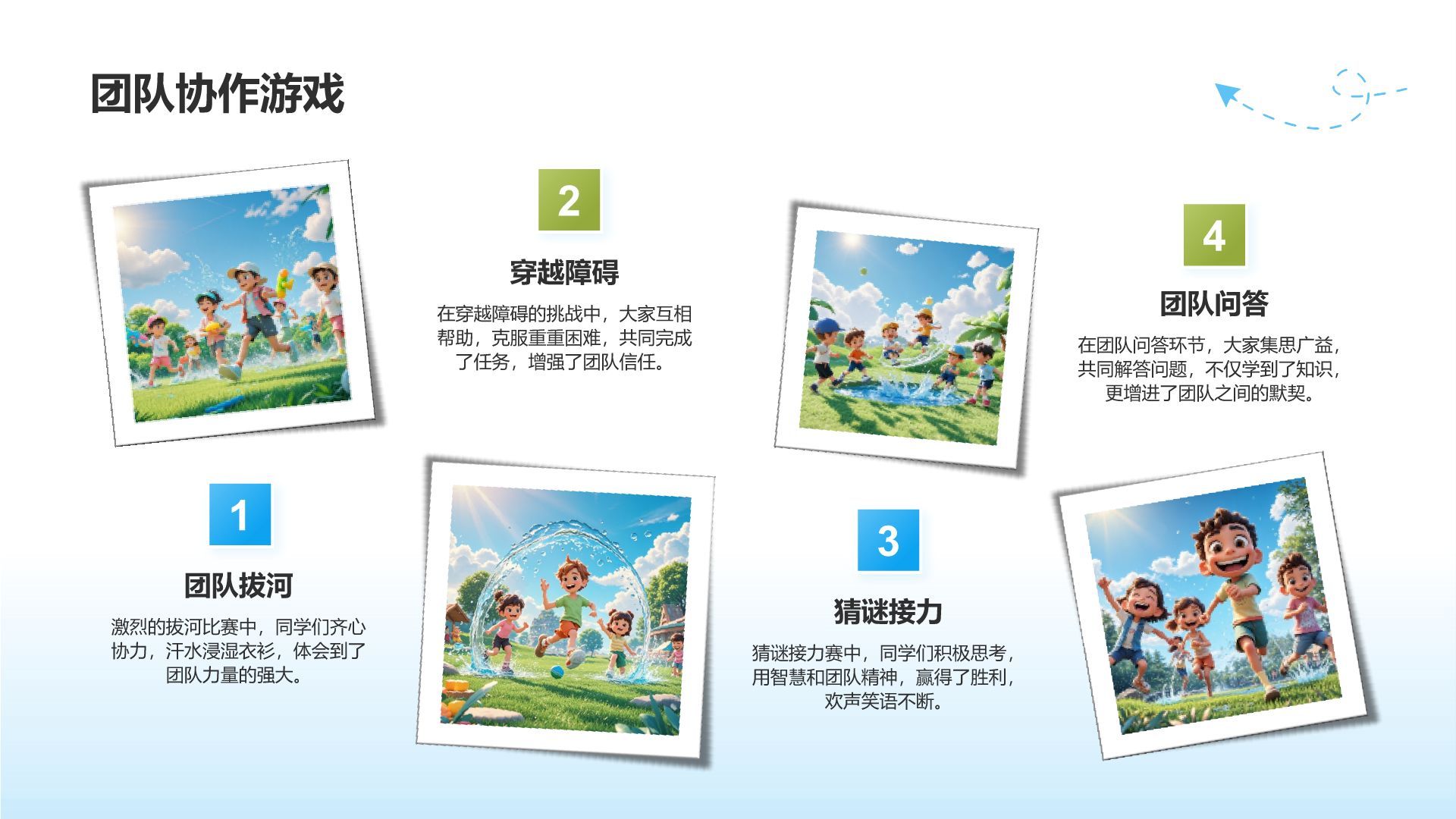 蓝色摄影风暑假夏令营成长记录图集PPT模板