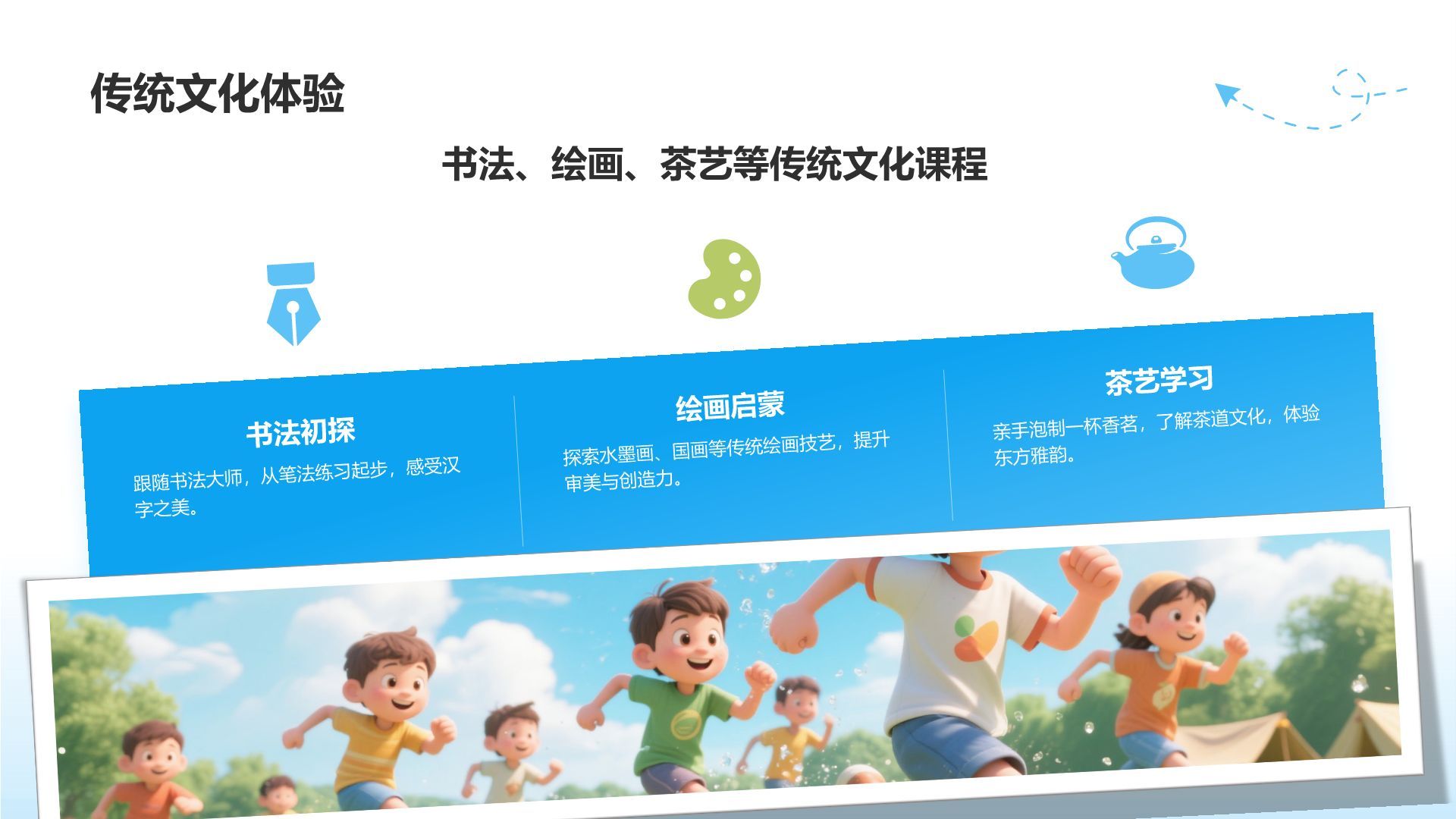 蓝色摄影风暑假夏令营成长记录图集PPT模板
