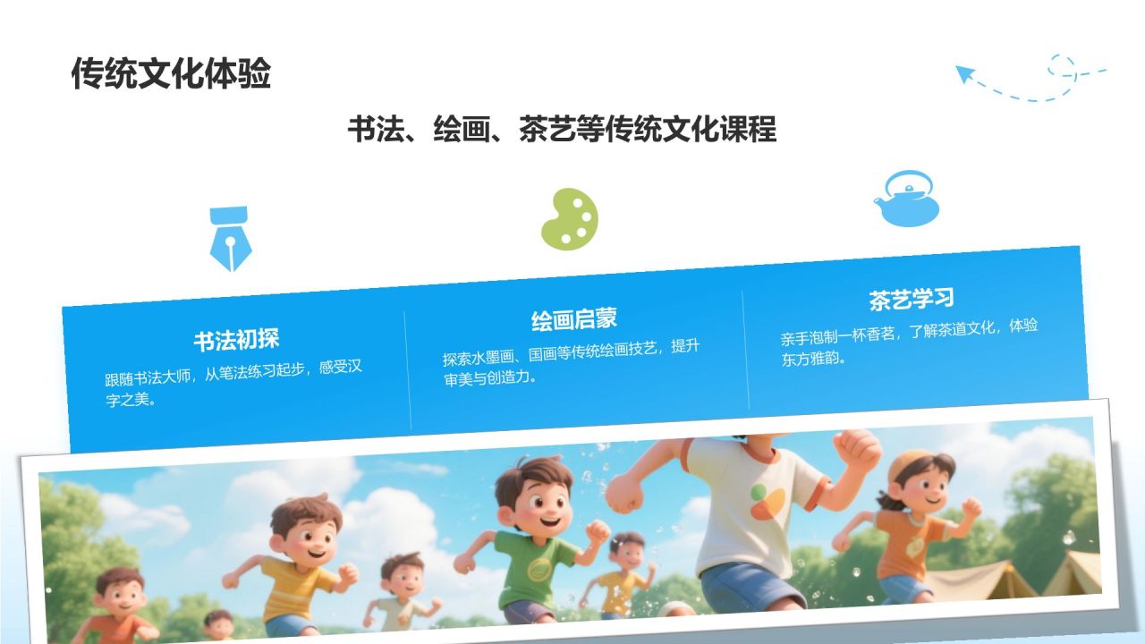 蓝色摄影风暑假夏令营成长记录图集PPT模板