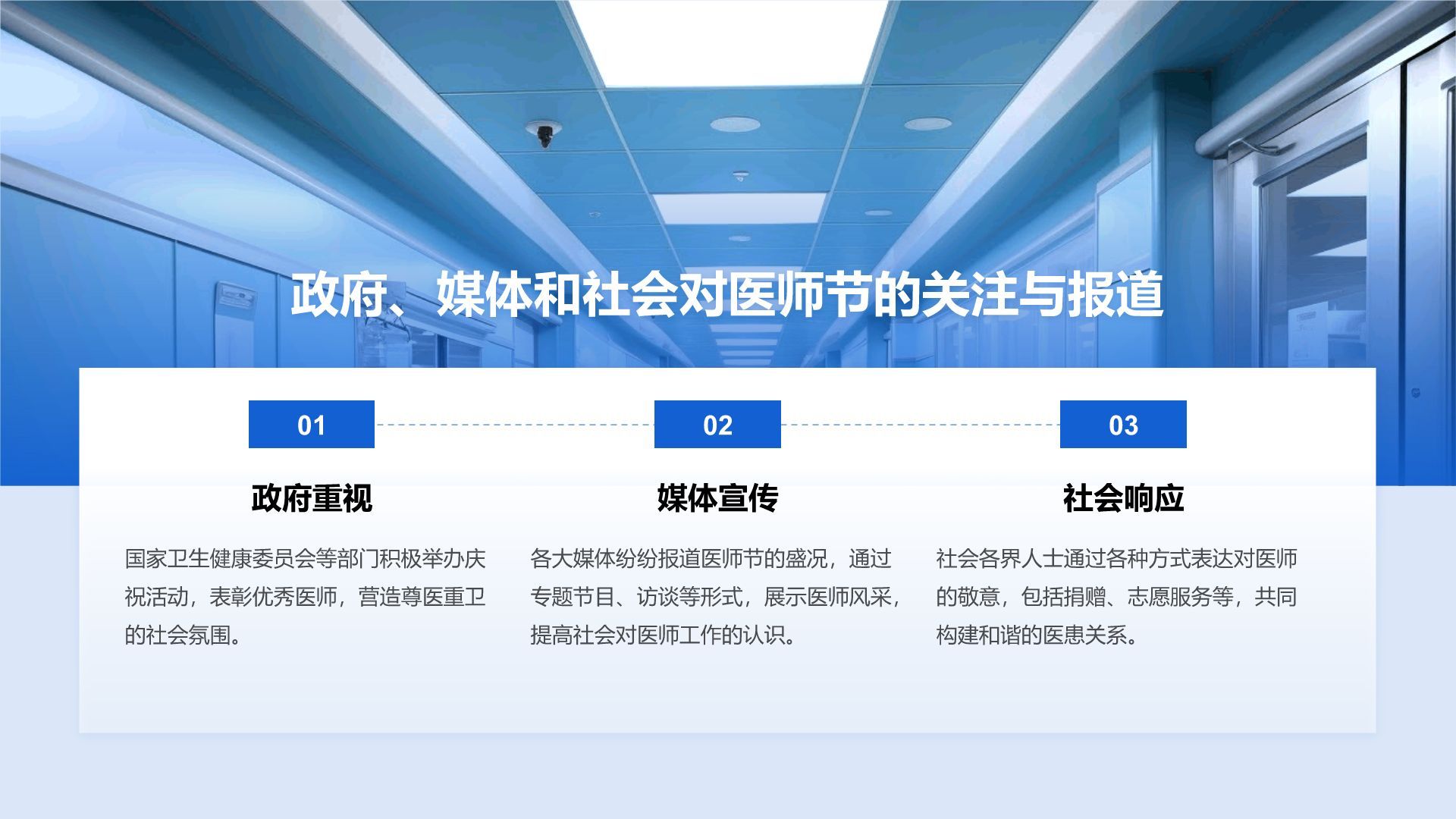 蓝色简约风中国医师节：致敬平凡英雄PPT模板