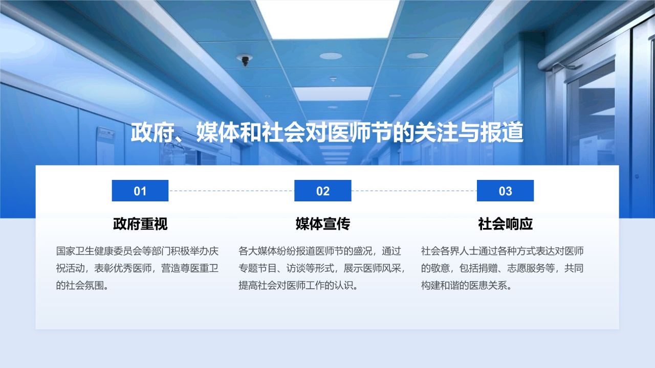 蓝色简约风中国医师节:致敬平凡英雄PPT模板