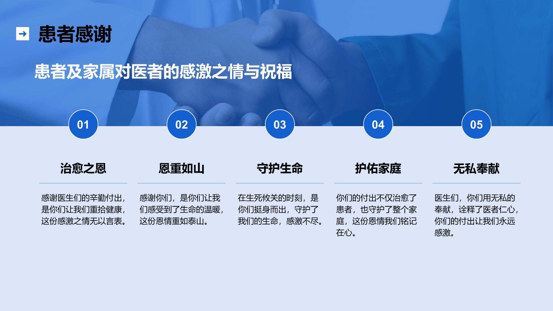 蓝色简约风中国医师节：致敬平凡英雄PPT模板
