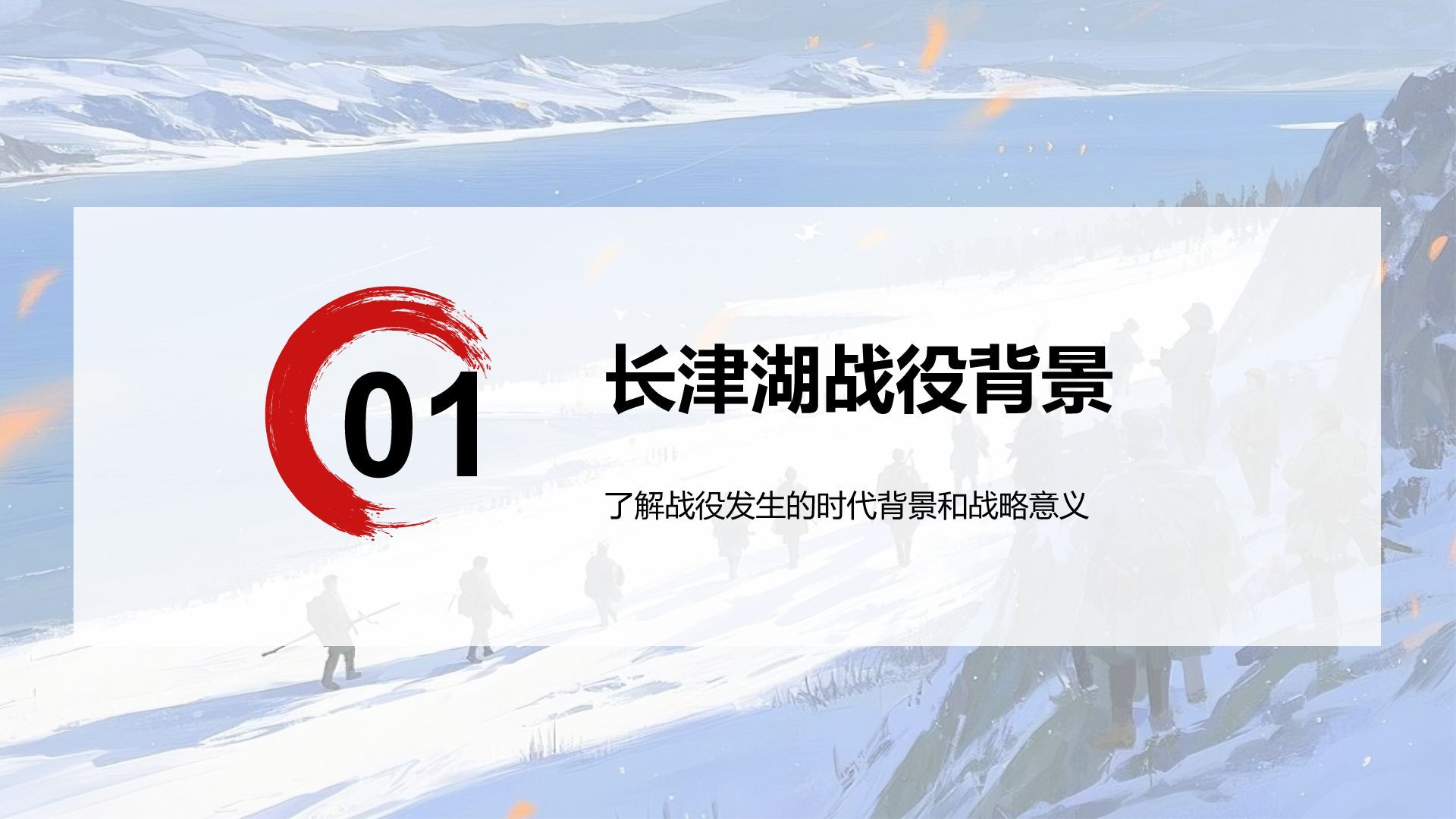 红色插画风长津湖战役英勇事迹PPT模板
