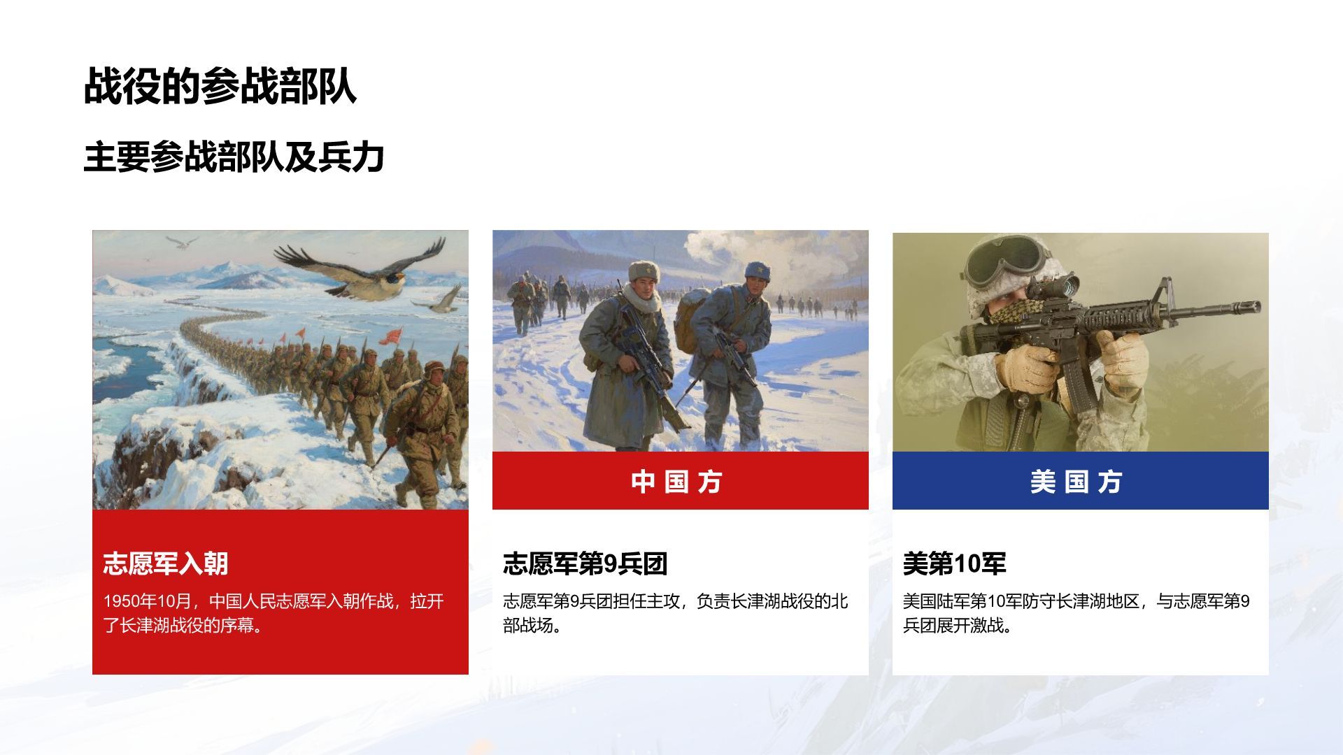 红色插画风长津湖战役英勇事迹PPT模板