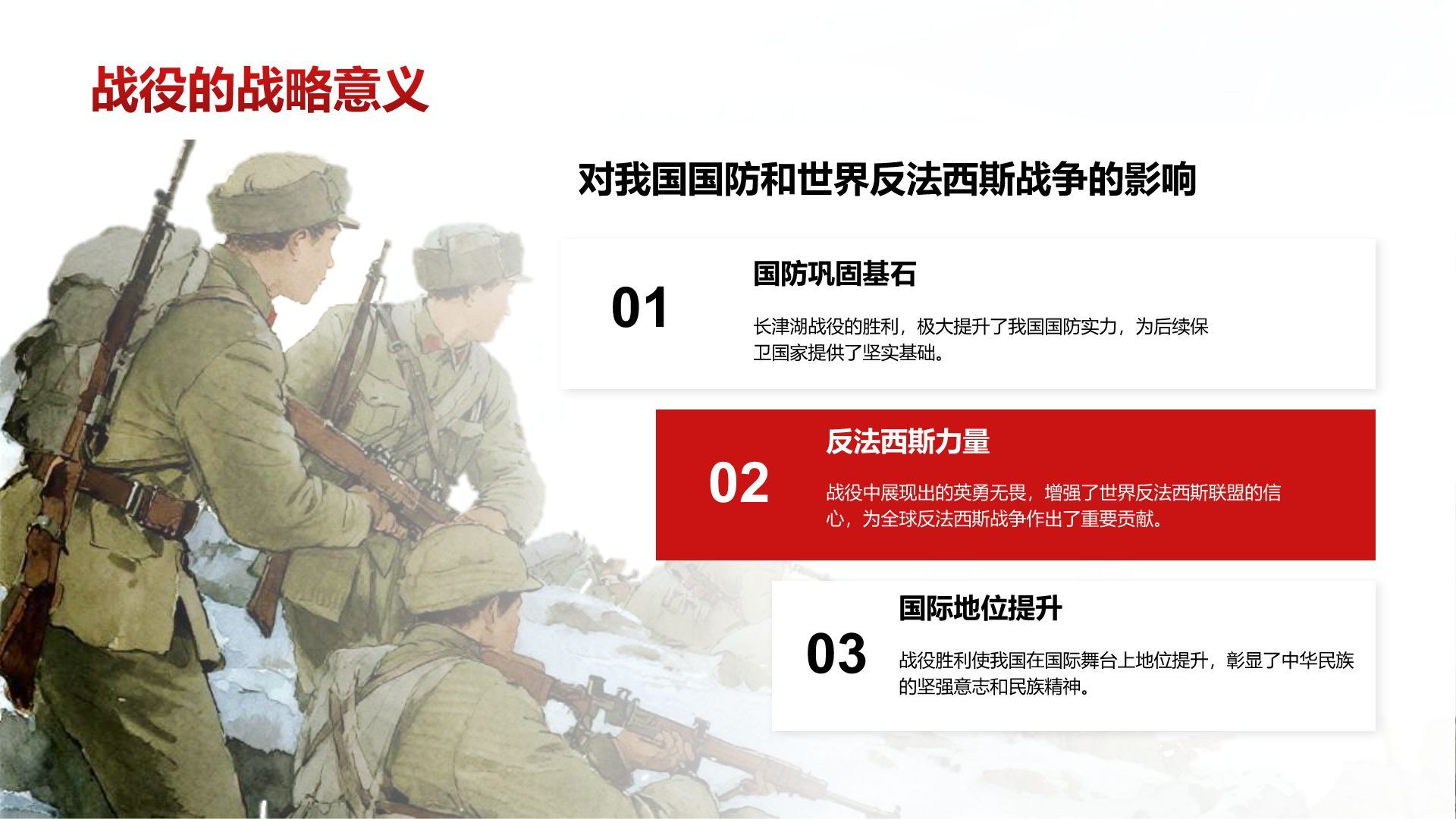 红色插画风长津湖精神学习分享 PPT模板