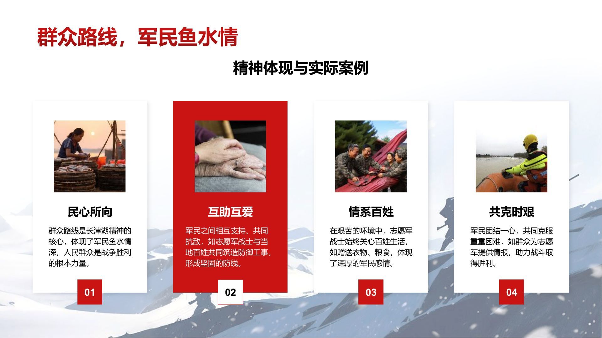 红色插画风长津湖精神学习分享 PPT模板