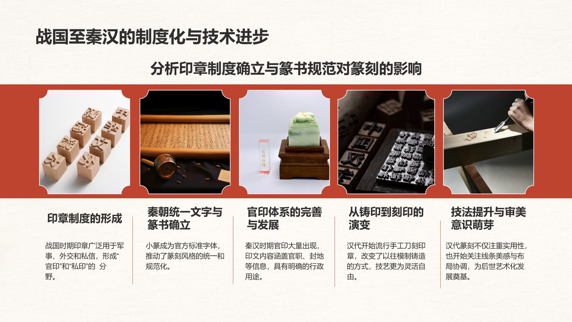 红色复古风篆刻艺术的历史渊源PPT模板