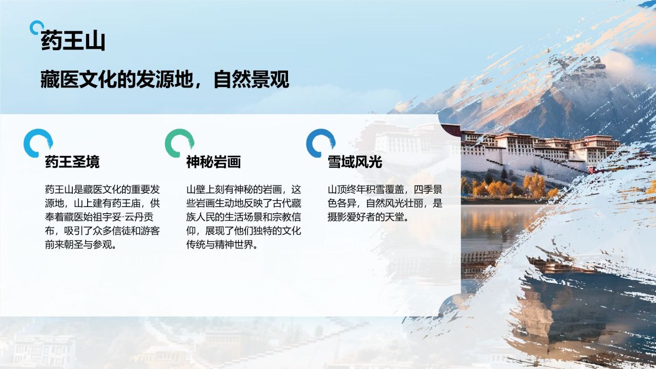 蓝色摄影风行走拉萨:探索雪域高原之美PPT模板